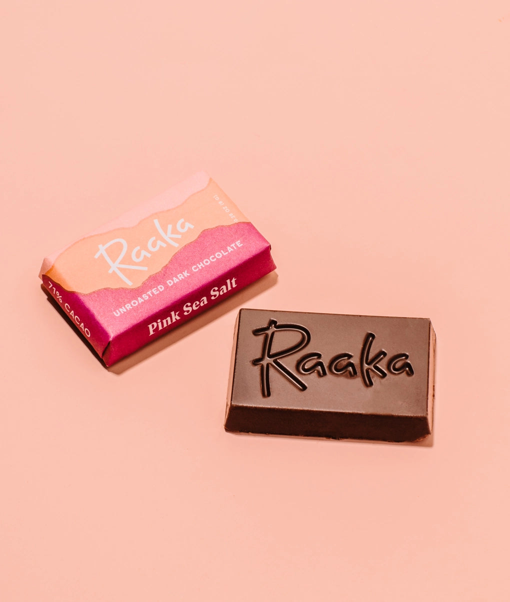 Raaka 71% Pink Sea Salt Mini Chocolate Bars (100ct Box)