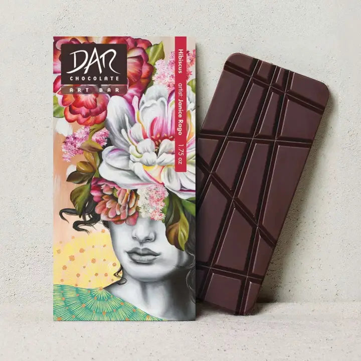 Art Bars: Hibiscus 72% Dark Chocolate Bar Vegan Organic